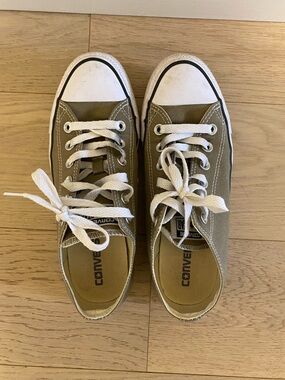 Converse Low Top Sneakers in Olive Green and White